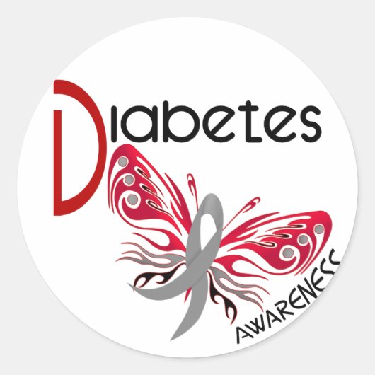 Diabetes BUTTERFLY 3 Ronde Sticker (Voorkant)