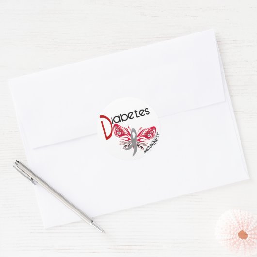 Diabetes BUTTERFLY 3 Ronde Sticker (Envelop)