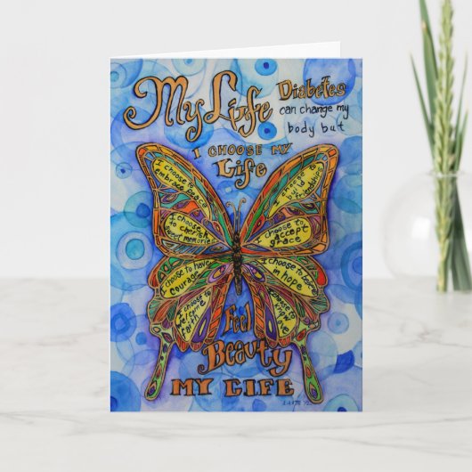 Diabetes Butterfly met Awareness Poem Note-kaarten Kaart (Voorkant)