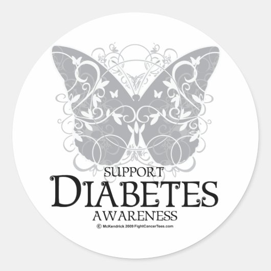 Diabetes Butterfly Ronde Sticker (Voorkant)