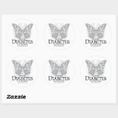 Diabetes Butterfly Ronde Sticker (Vel)