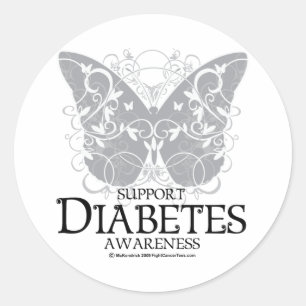 Diabetes Butterfly Ronde Sticker