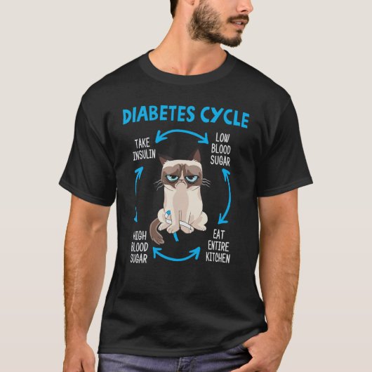 Diabetes Cycle Cat T-shirt (Voorkant)