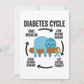 Diabetes Cycle Funny Blue Sloth Ribbon Thanksgivin Bedankkaart (Voorkant)