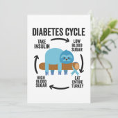 Diabetes Cycle Funny Blue Sloth Ribbon Thanksgivin Bedankkaart (Staand voorkant)