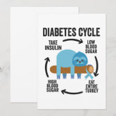 Diabetes Cycle Funny Blue Sloth Ribbon Thanksgivin Bedankkaart (Voorkant / Achterkant)