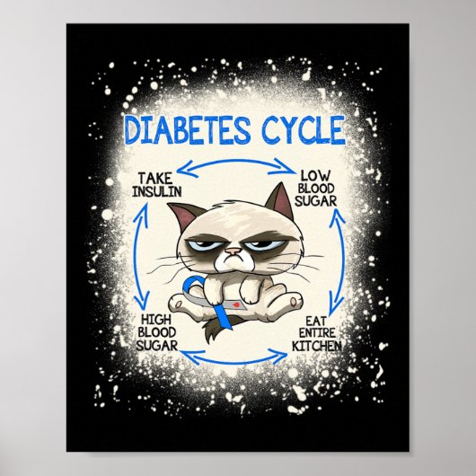 Diabetes Cyclus Diabetes Awareness Fun Cat Poster (Voorkant)