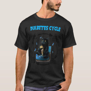 Diabetes Cyclus Zwarte Katje Diabetes Bewustzijn T-shirt
