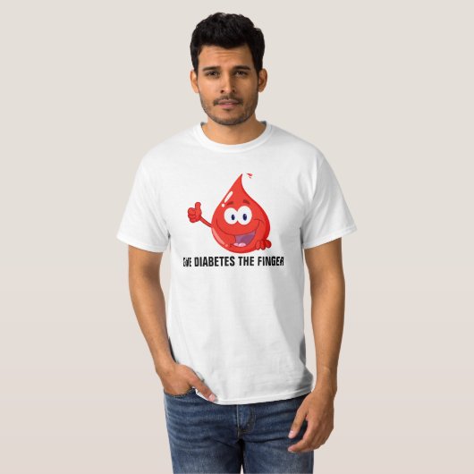Diabetes de vinger geven t-shirt (Voorkant volledig)
