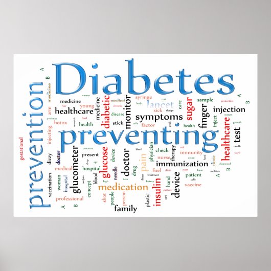 Diabetes die blauw voorkomen poster (Voorkant)
