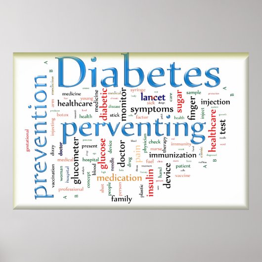Diabetes die blauw voorkomen poster (Voorkant)