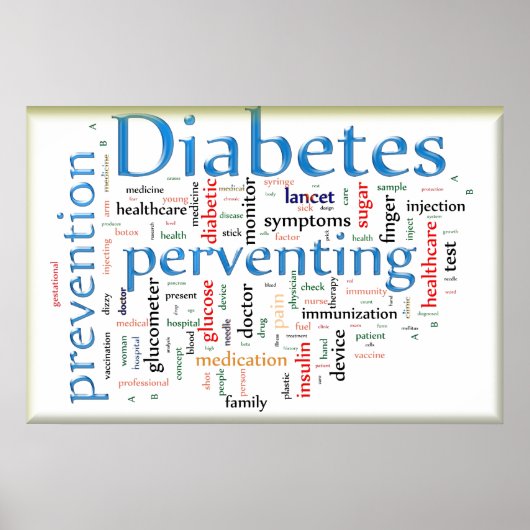 Diabetes die blauw voorkomen poster (Voorkant)
