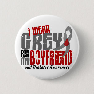 Diabetes die ik GRAY DRAAG heb voor MIJN BOYFRIEND Ronde Button 5,7 Cm
