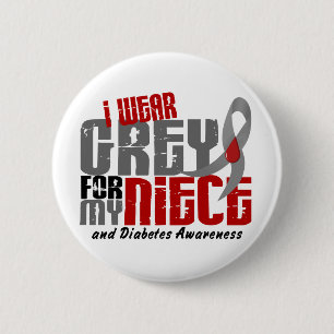 Diabetes die ik GRAY DRAAG voor MIJN NIECE 6.2 Ronde Button 5,7 Cm