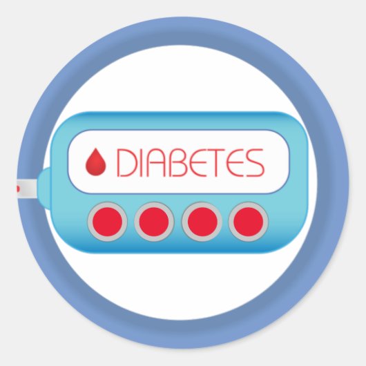 Diabetes glucometer grafisch ronde sticker (Voorkant)