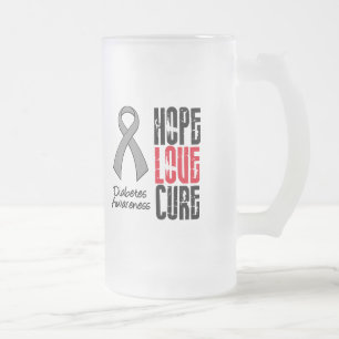 Diabetes Hope Love Cure Ribbon Matglas Bierpul