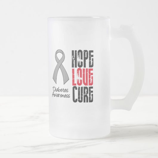 Diabetes Hope Love Cure Ribbon Matglas Bierpul (Rechts)