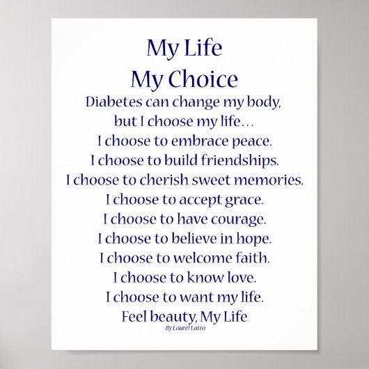 Diabetes Inspirerend gedicht kunst Posters Prints (Voorkant)