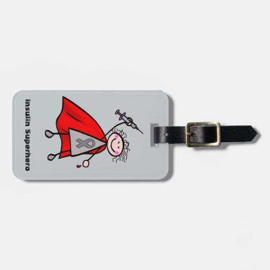 Diabetes Insulin Superheld Girl Bagagelabel (Voorkant horizontaal)