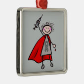 Diabetes Insulin Superheld Girl Metalen Ornament (Rechts)