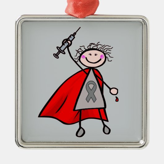 Diabetes Insulin Superheld Girl Metalen Ornament (Voorkant)