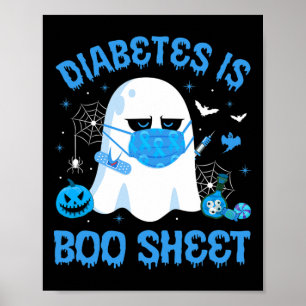 Diabetes is Boo Sheet Blue Grey Diabetes Awareness Poster