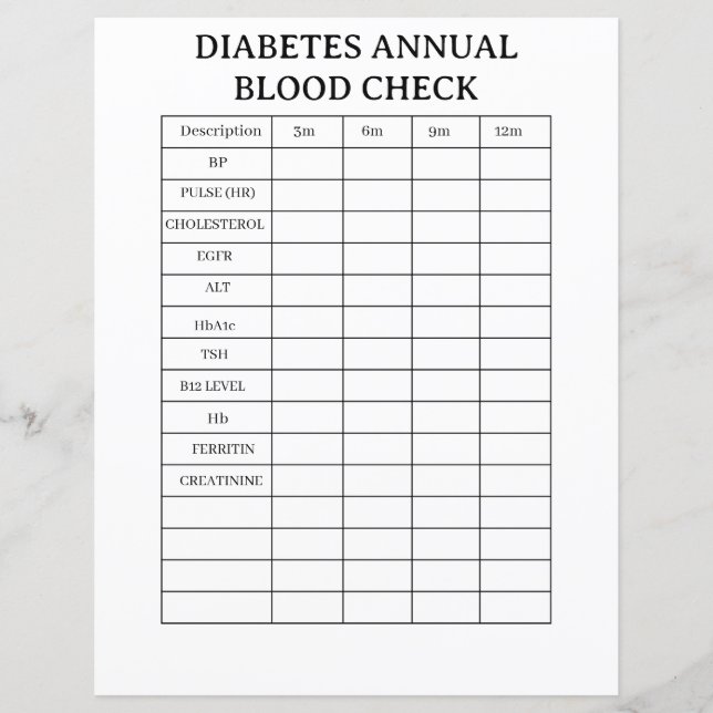 DIABETES JAARLIJKS BLOEDONDERZOEK TRACKER (Voorkant)