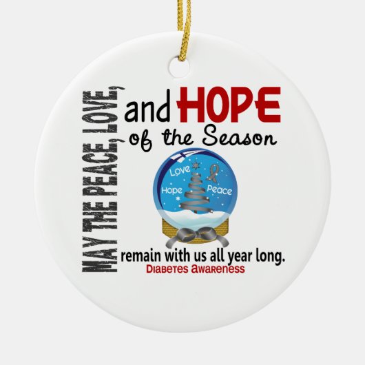 Diabetes Kerstmis 3 Sneeuwsieraden Wereldbol Keramisch Ornament (Voorkant)