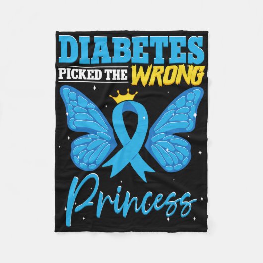 Diabetes koos de verkeerde Princess T1D Diabetes A Fleece Deken (Voorkant)