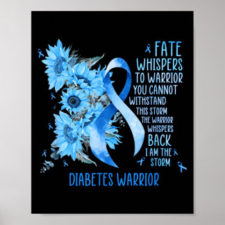 Diabetes Krijger Blauwe Lint Vlinder Diabetes Poster