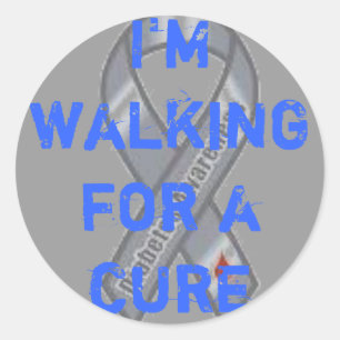 diabetes logo, ik loop voor een remedie ronde sticker
