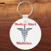 Diabetes Medical Alert Silver Rod & Snakes Sleutelhanger (Voorkant)
