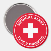 Diabetes medisch alarm type 2 diabetisch rood magneet (Voorkant / Achterkant)