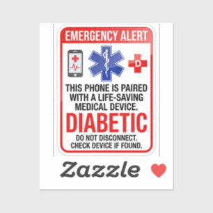 Diabetes Noodhulp Telefoon Sticker