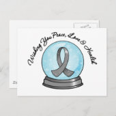Diabetes Ribbon Merry Kerstmis Snowglobe Feestdagenkaart (Voorkant / Achterkant)
