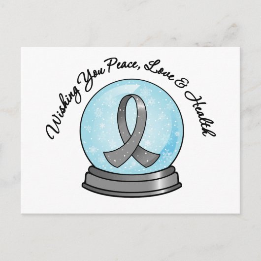 Diabetes Ribbon Merry Kerstmis Snowglobe Feestdagenkaart (Voorkant)