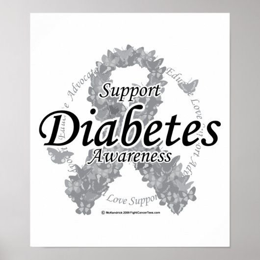 Diabetes Ribbon of Butterflies Poster (Voorkant)