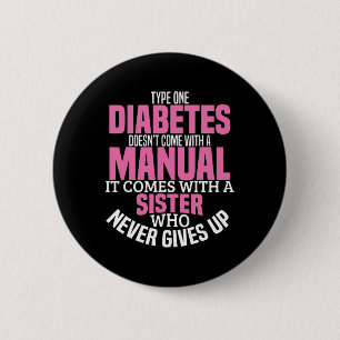 Diabetes Sister Type 1 T1d Diabetisch Bewustzijn V Ronde Button 5,7 Cm