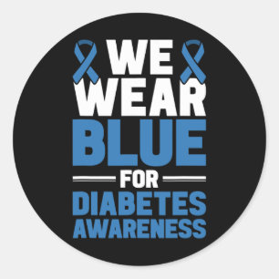 Diabetes steunt ons blauw voor diabetes awarene ronde sticker