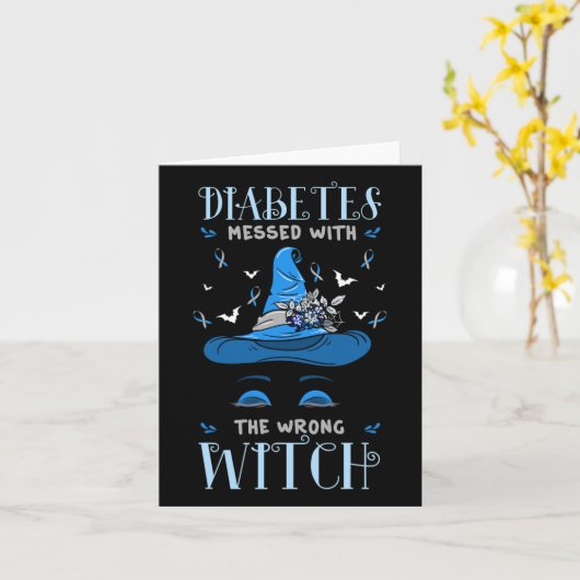 Diabetes Survivors Diabetische Halloween Witc Kaart (Gele Bloem)