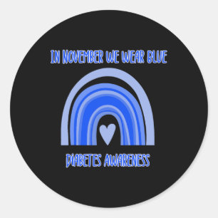 Diabetes T1D Awareness Month Blue Rainbow Ribbon S Ronde Sticker