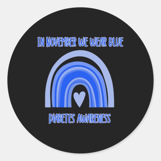 Diabetes T1D Awareness Month Blue Rainbow Ribbon S Ronde Sticker (Voorkant)