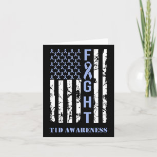 Diabetes T1d Awareness Month Fight Flag Blue Ribbo Kaart