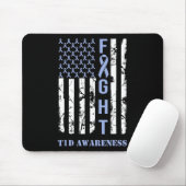 Diabetes T1d Awareness Month Fight Flag Blue Ribbo Muismat (Met muis)