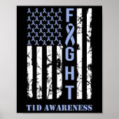 Diabetes T1d Awareness Month Fight Flag Blue Ribbo Poster (Voorkant)