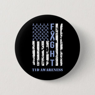 Diabetes T1d Awareness Month Fight Flag Blue Ribbo Ronde Button 5,7 Cm