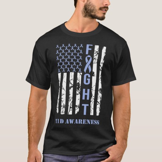 Diabetes T1d Awareness Month Fight Flag Blue Ribbo T-shirt (Voorkant)