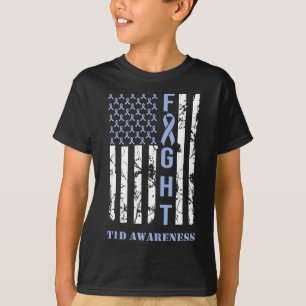 Diabetes T1d Awareness Month Fight Flag Blue Ribbo T-shirt