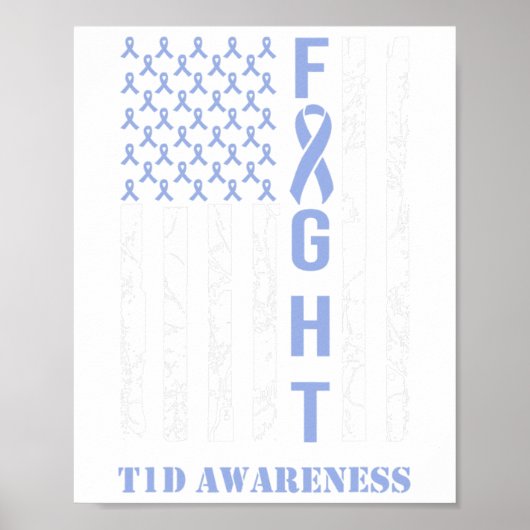 Diabetes T1D Bewustmaking Maand Fight Flag Blue Ri Poster (Voorkant)