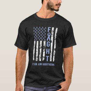 Diabetes T1D Bewustmaking Maand Fight Flag Blue Ri T-shirt